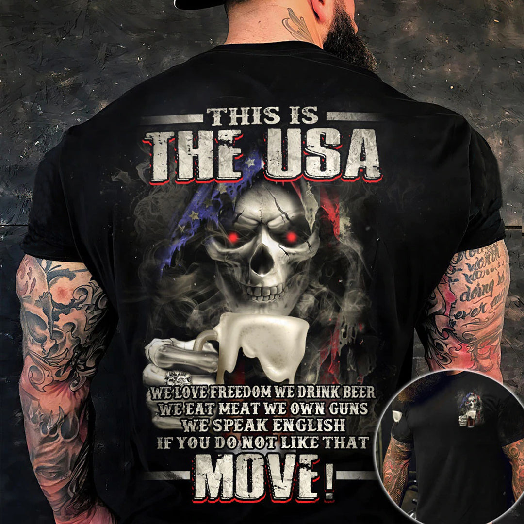 This Is The Usa Skull Beer All Over  Print Men's Short Sleeve T-Shirt FitBeastWear