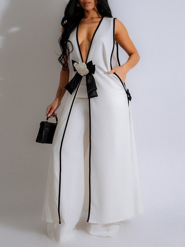Wide Legged Pants With Contrast Color