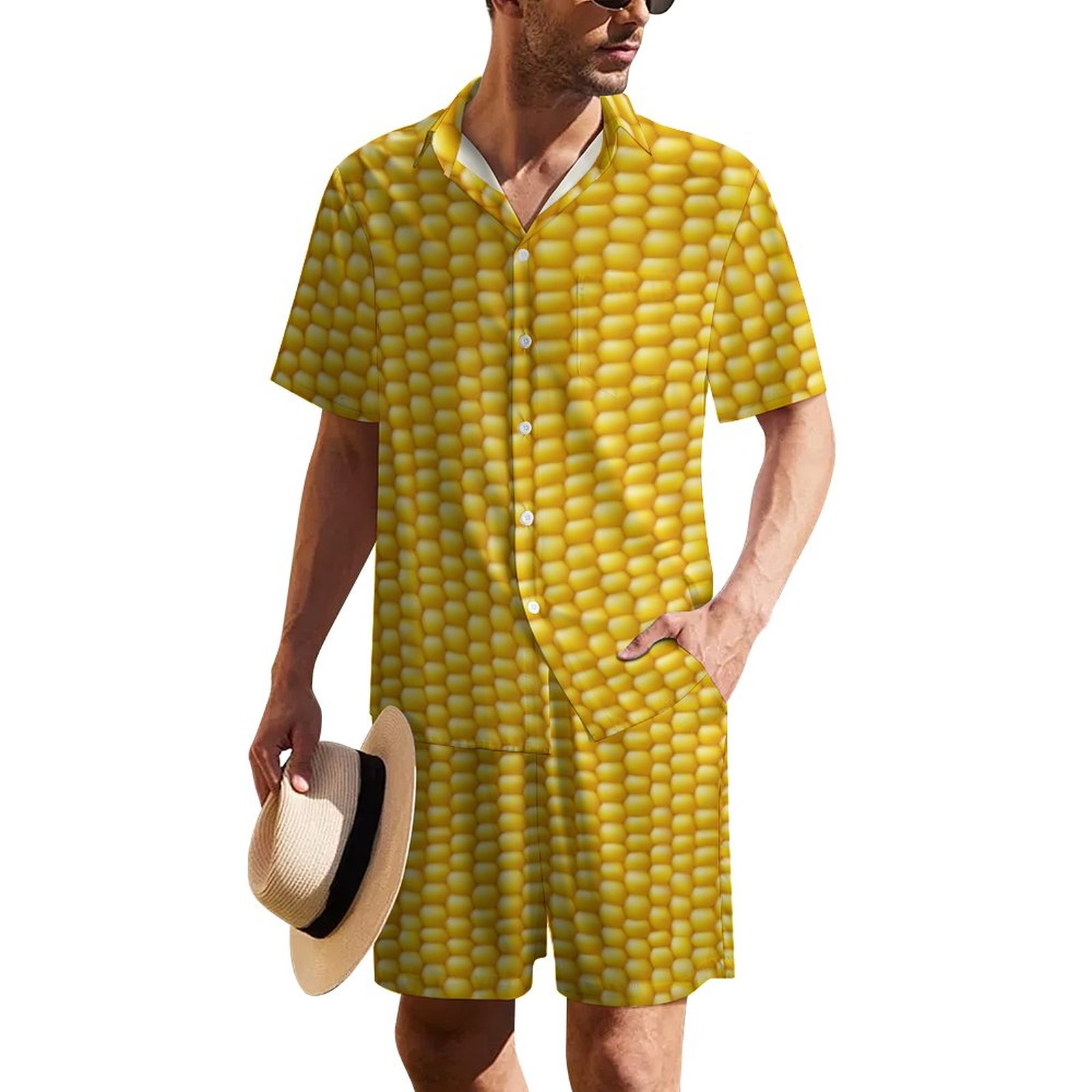 VISESUNNY Men's Hawaiian Shirt - Yellow Rubber Duck Floral Short Sleeve Aloha Beach Shirt, XX-Large