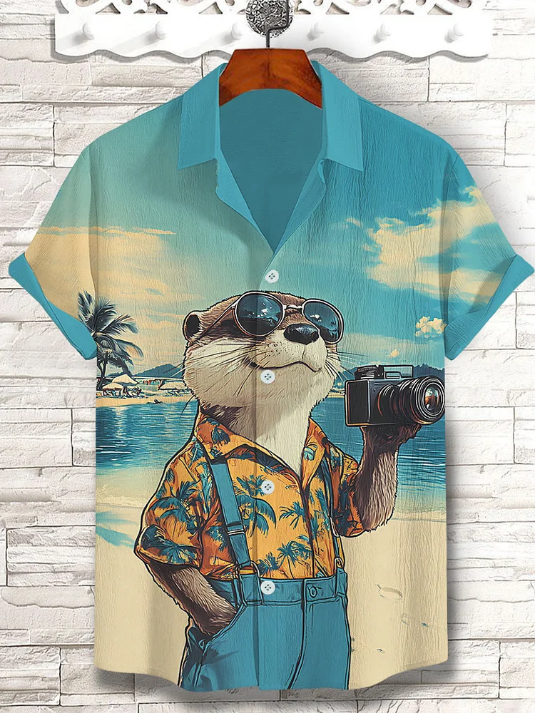 Men's World Photography Day Otter Vacation Photography Art Print Casual Shirt