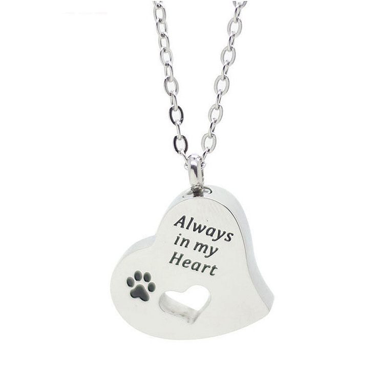 Hollow Heart Shaped Dog Urn Necklace