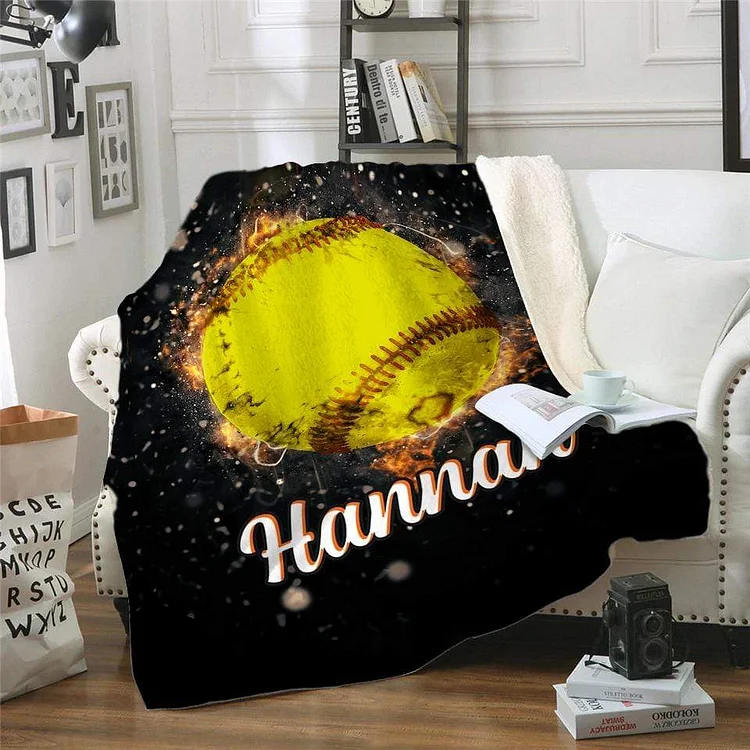 Personalized Fire Softball Blanket For Comfort & Unique|DY05