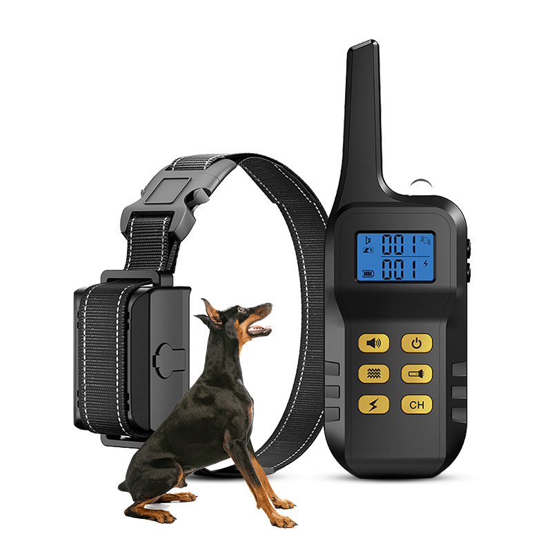 1000M Reichweite Anti-Bell- und Fernhundetrainingshalsband, wiederaufladbar  mit Ton, Vibration, Schock (für 1 Hund)