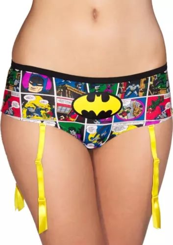 pornhint Pornhint Batman Comic Panties 2x Plus Hipster Low Rise Removable Garters Robin Hero Joker New