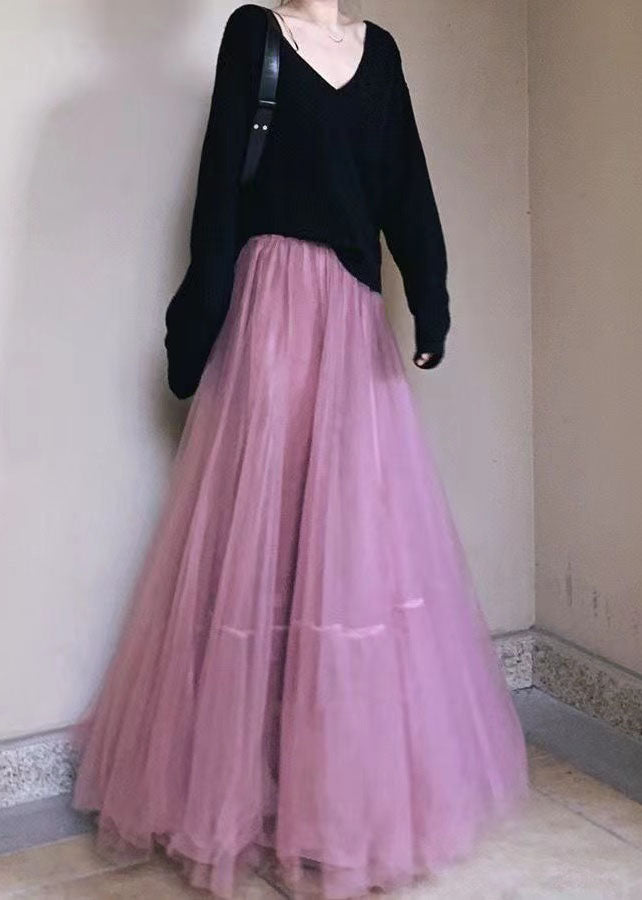 Classy Pink Ruffled Exra Large Hem Tulle Holiday Skirt Spring main image 1