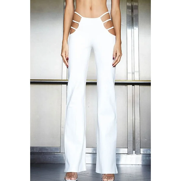 Women's Sexy Euphoria Outfits Hollowed Out Low Waist Flared Pants