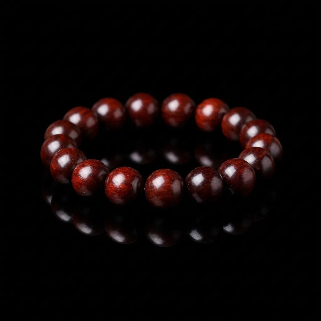 JiStones Heritage Collection: Natural Red Heart Peach Wood Artisan Bracelet