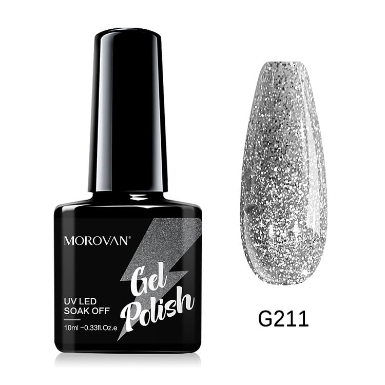 Morovan Light Grey Glitter Gel Nail Polish G211