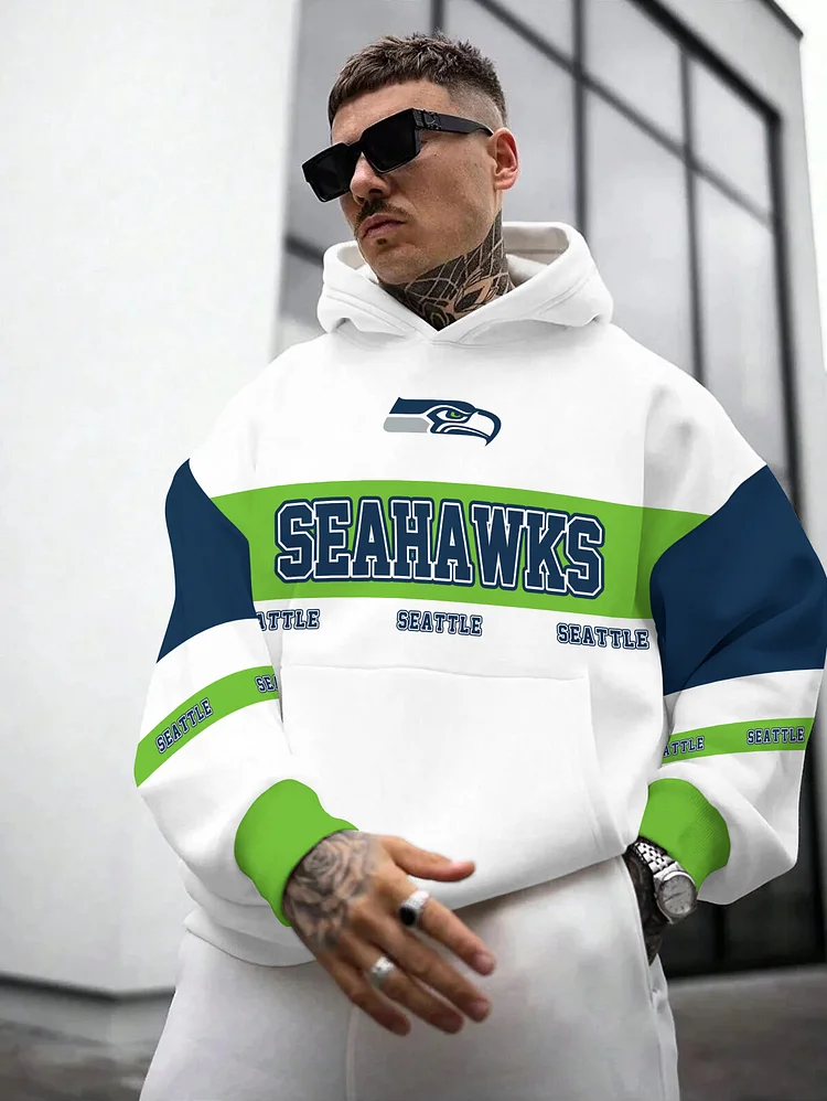 Seattle Seahawks  Printed Hooded Pocket Pullover Hoodie