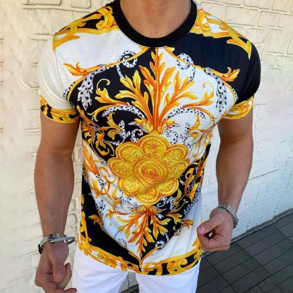 Men's floral pattern short-sleeved t-shirt