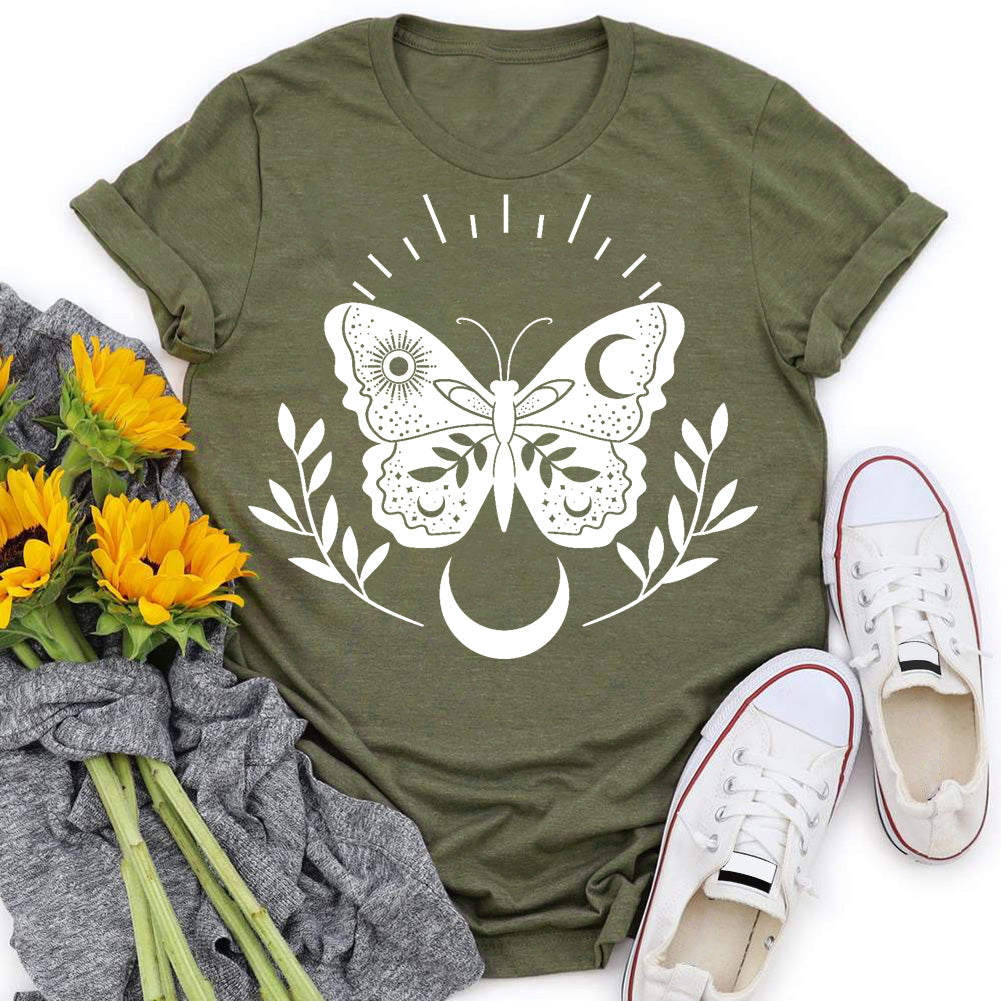 Butterfly Sun and moon T-shirt Tee -05608-Guru-buzz