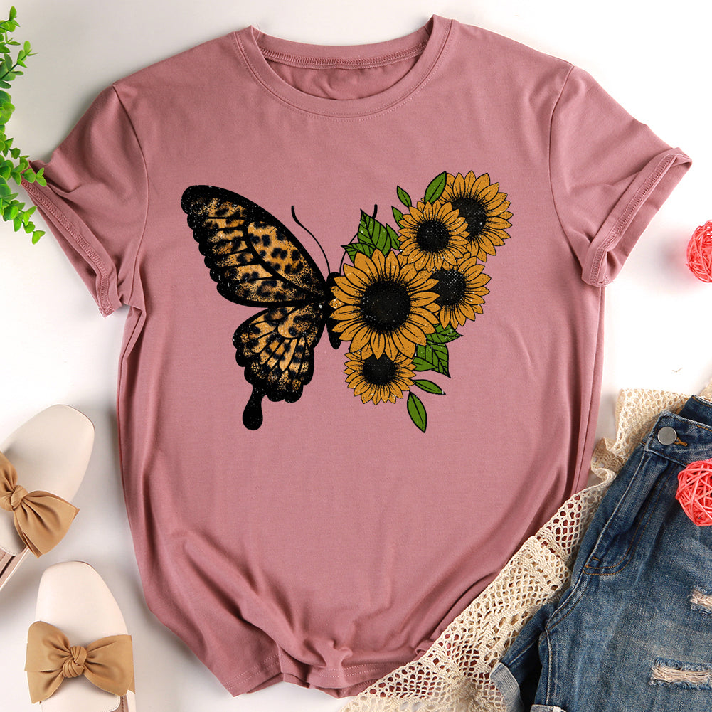 Sunflower Butterfly T-shirt Tee -012726-Guru-buzz