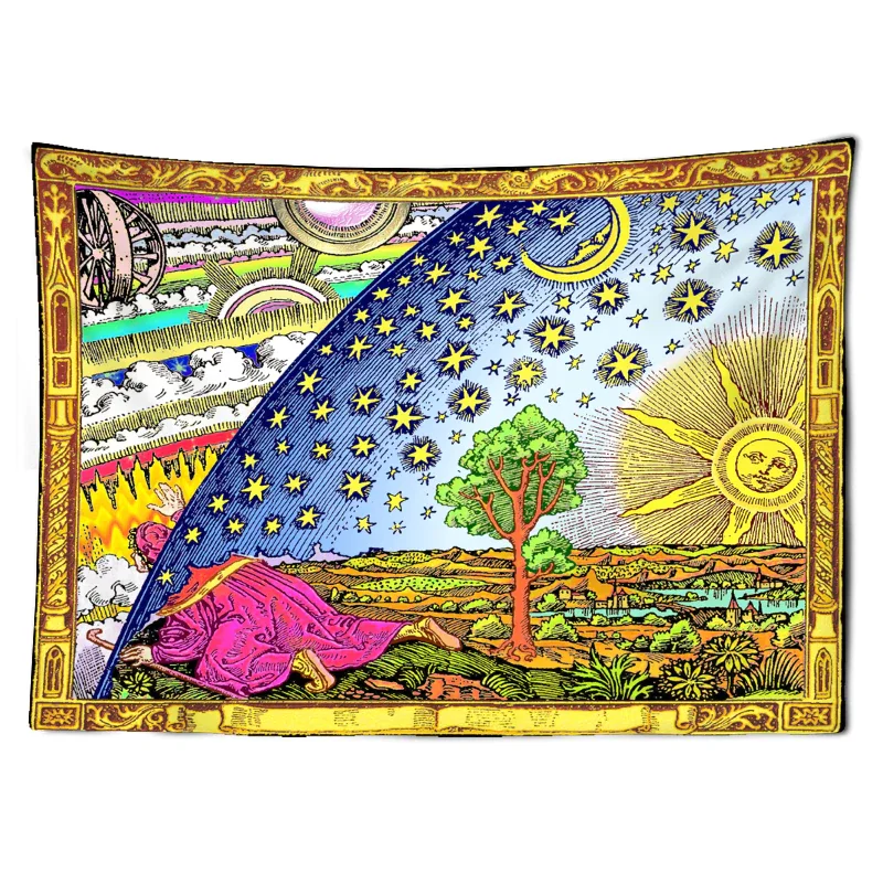Nigikala Tarot Tapestry Colorful Sun And Moon Wall Hanging Hippie Bohemian Mandala Wall Rugs Dorm Decor Blanket
