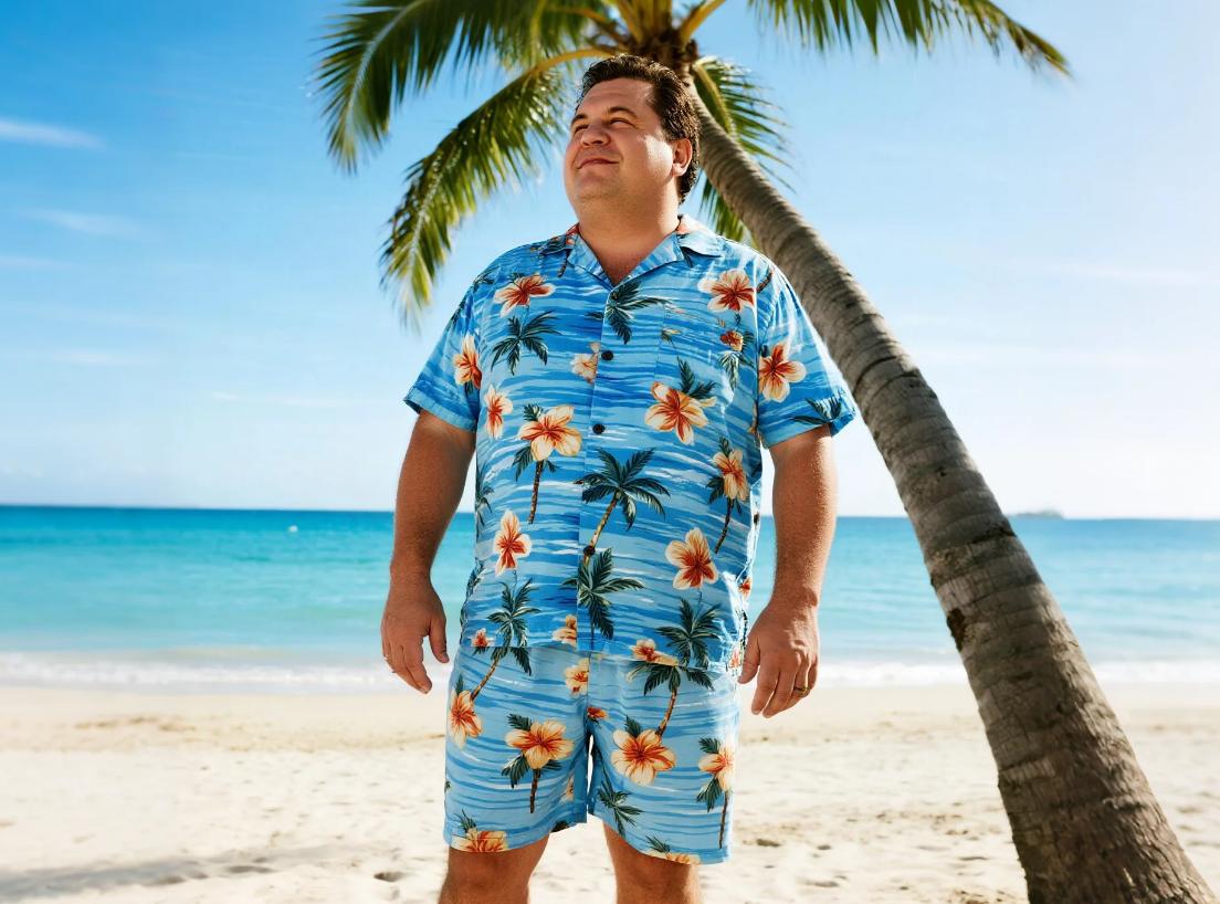 big and tall Hawaiian short sets