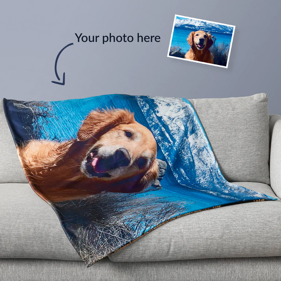 Custom pet photo blanket Puppy picture blanket for dog grandma