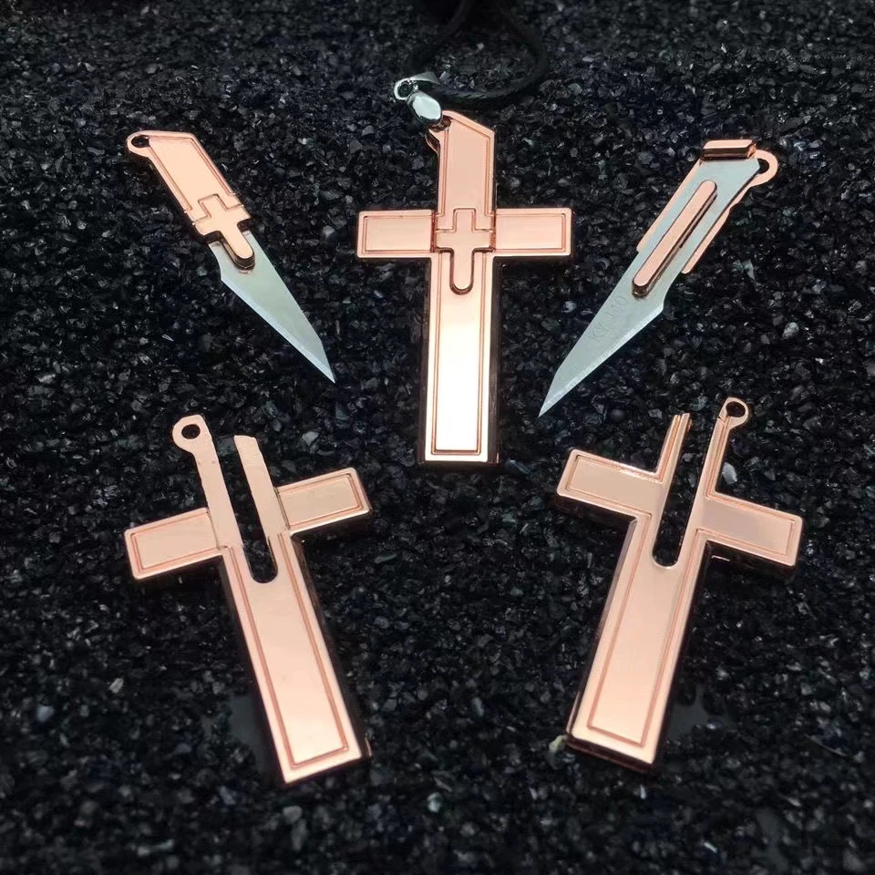 Cross Necklace SelfDefense Hidden Knife Replaceable Blade Necklace