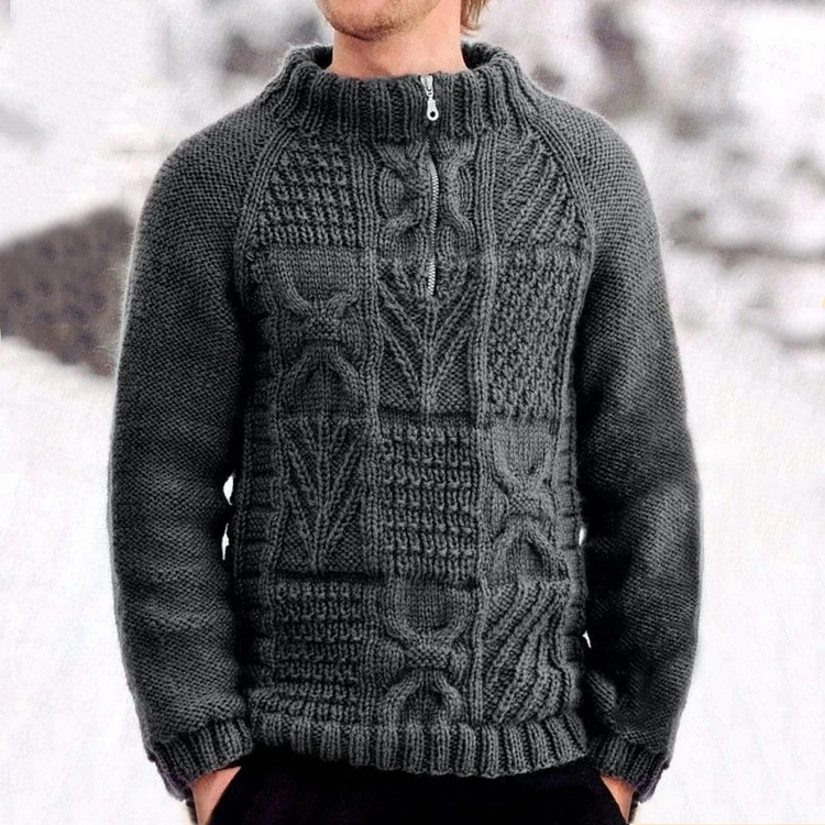 Men's Chunky Knitted Half-zip Sweater