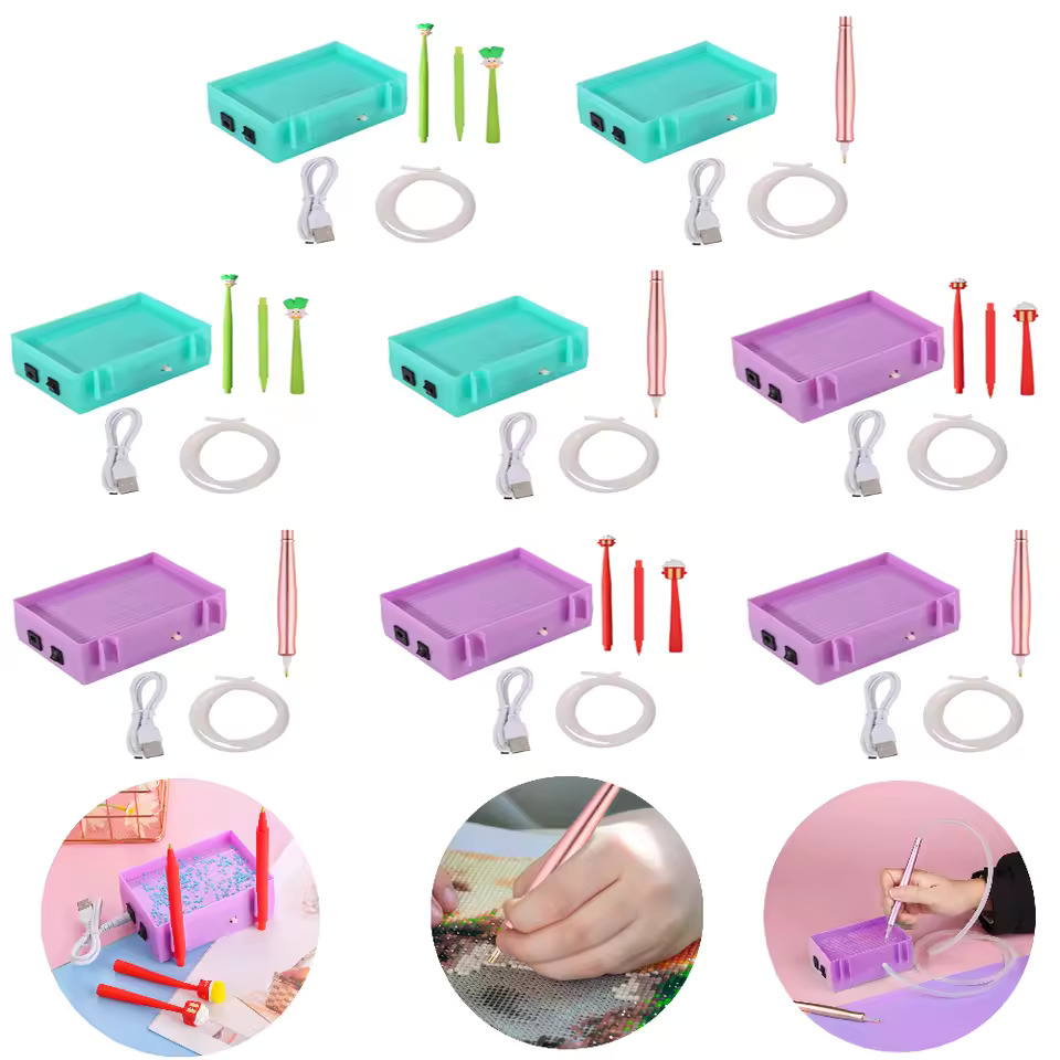 Stylo Peinture Diamant Électrique Rose - Pompe à Vide Pour Diamants, Outil DIY Rapide Et Précis Pour Art Diamond