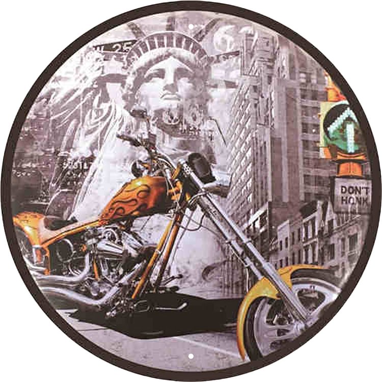Statue of Liberty Car - Round Shape Tin Signs/Wooden Signs - 30*30CM