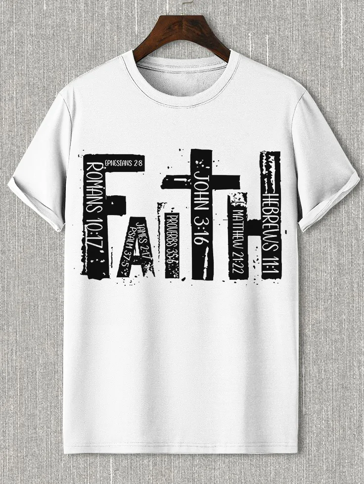 Men's Faith Print Cotton Casual T-Shirt