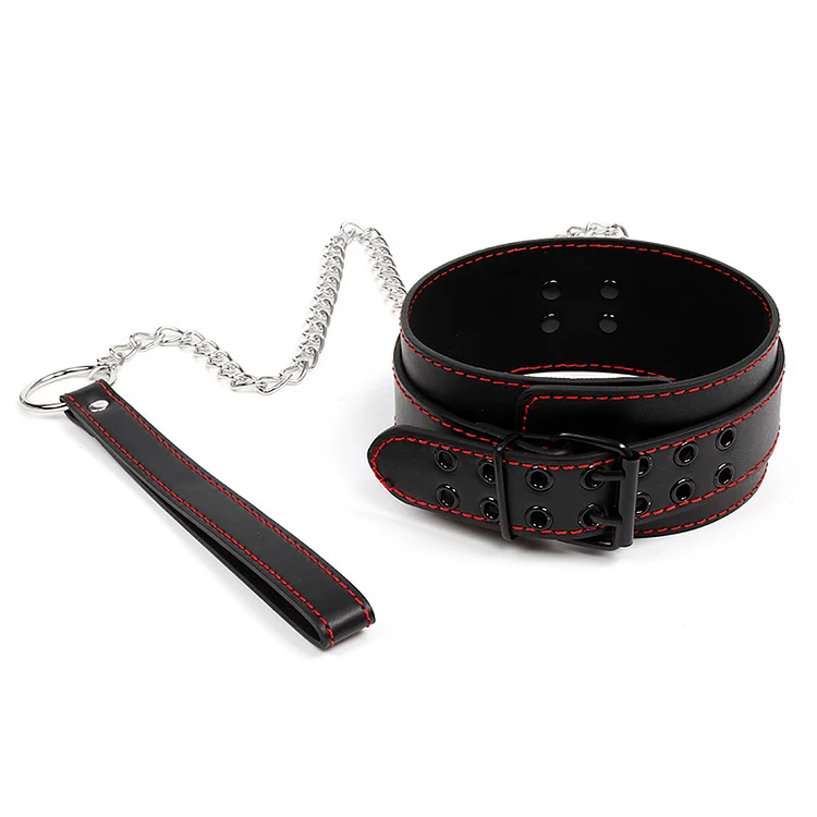 Red Line Black Leather Double Breasted Collar