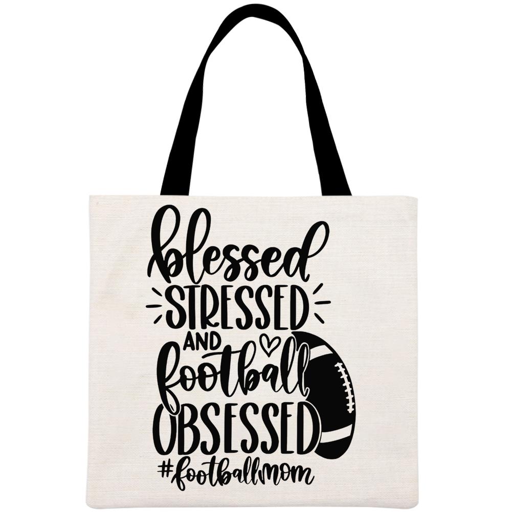 Blessed stressed and football Printed Linen Bag-Guru-buzz