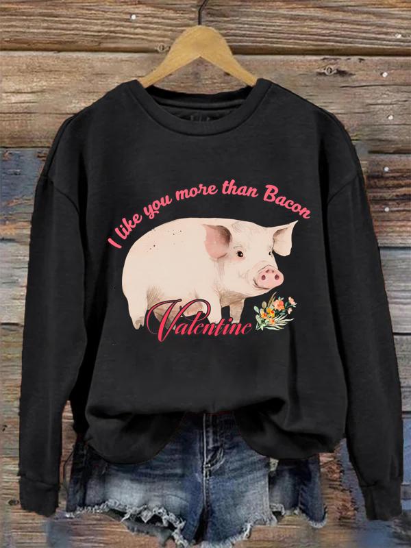 I Like You More than Bacon Valentine Crew Neck Sweatshirt-0024877-Guru-buzz
