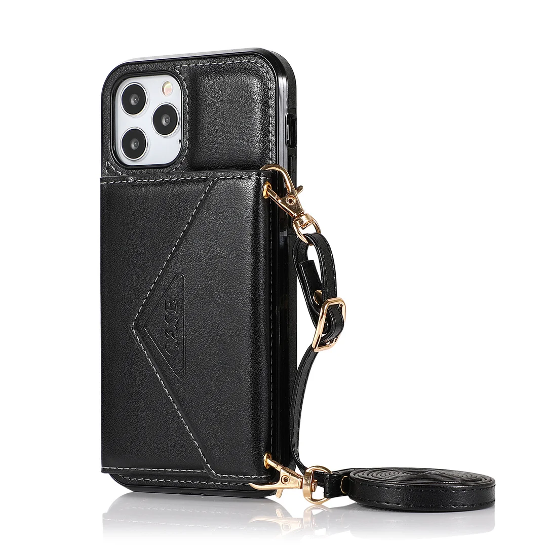 Triangle Crossbody Multifunctional Wallet Leather Case With Lanyard,Cards Slot And Phone Stand For iPhone 14/14 Pro/14 Pro Max/14 Plus