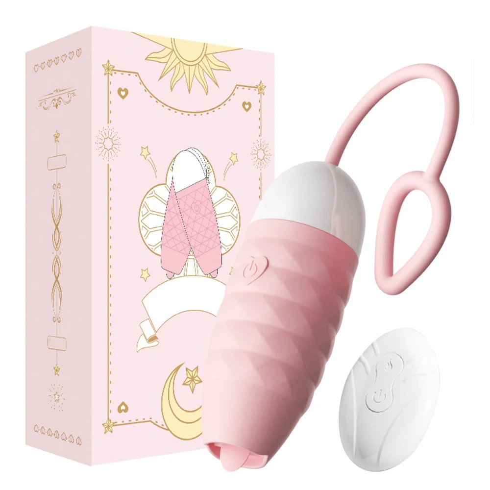 Wireless Remote Control Egg Vibrators G-spot Simulator Tongue Licking Vaginal Ball - Rose Toy