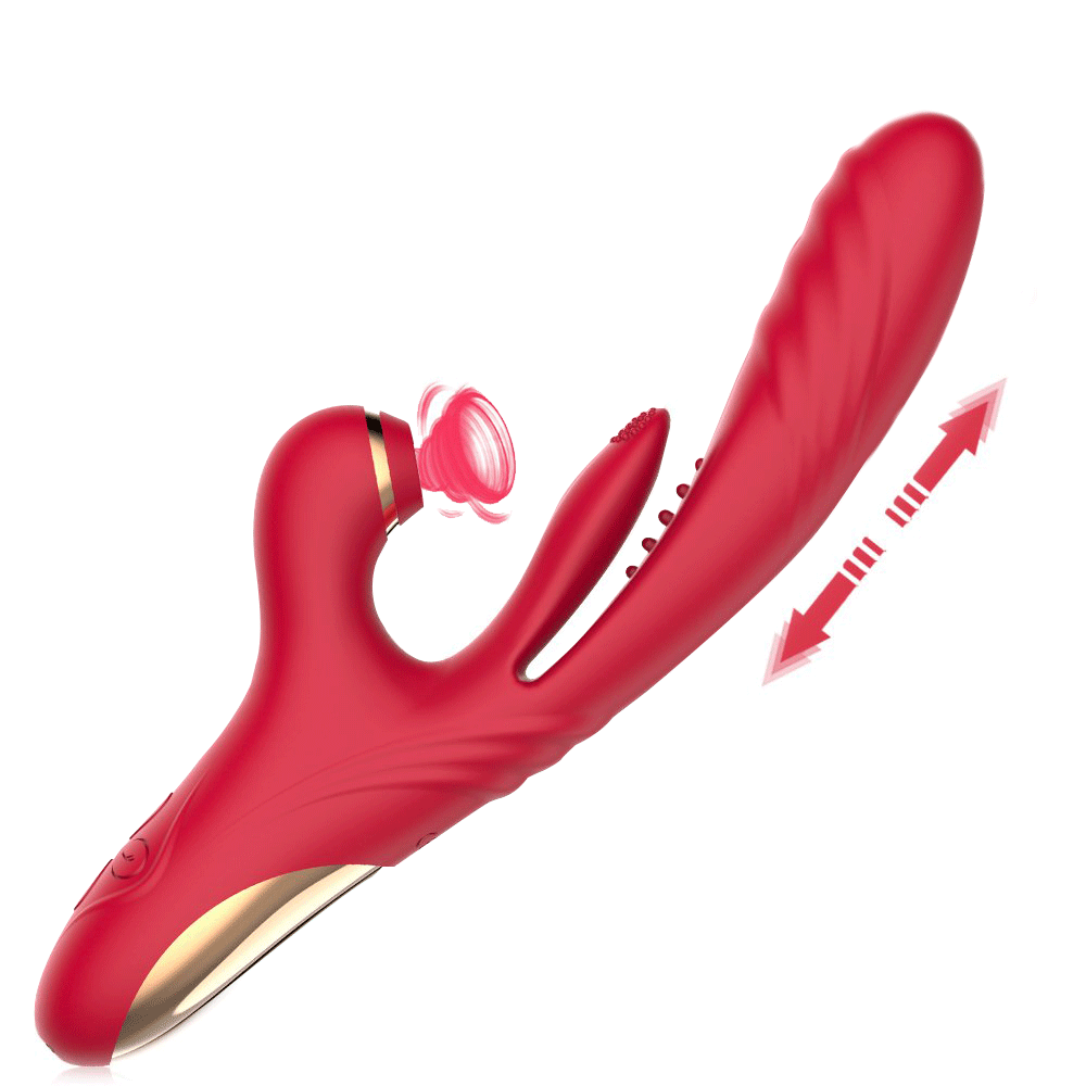 3-in 1 Suction & Thrusting Vibrator with Tongue for Clitoris & G-spot - Rose Toy