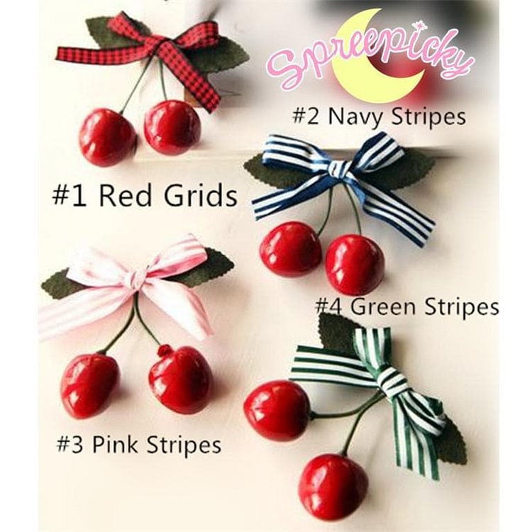 4 Colors J-fashion Kawaii Cherry with Bow Hair Clip SP140430