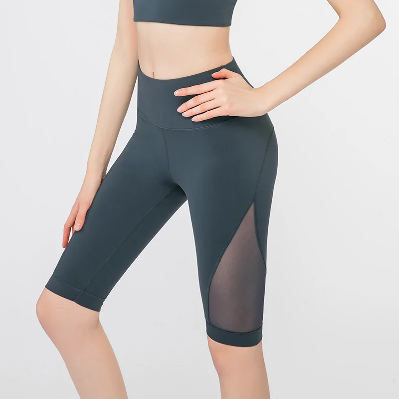 Summer High Waist Buttocks Yoga Sports Shorts Women Running Stretch Quick-drying Fitness Five-point Pants Rosetoy Official