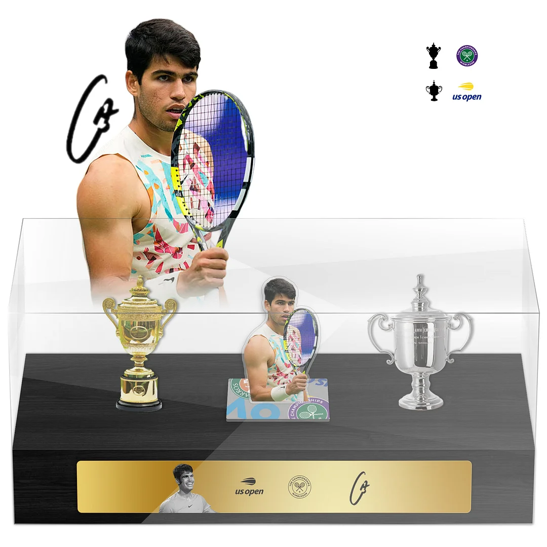 Carlos Alcaraz Tennis Grand Slam Display Case Metal Trophy Case