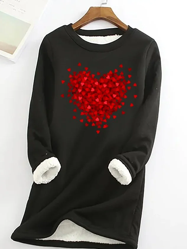SocialShop Women's Simple Heart Loose Crew Neck Sweatshirt socialshop