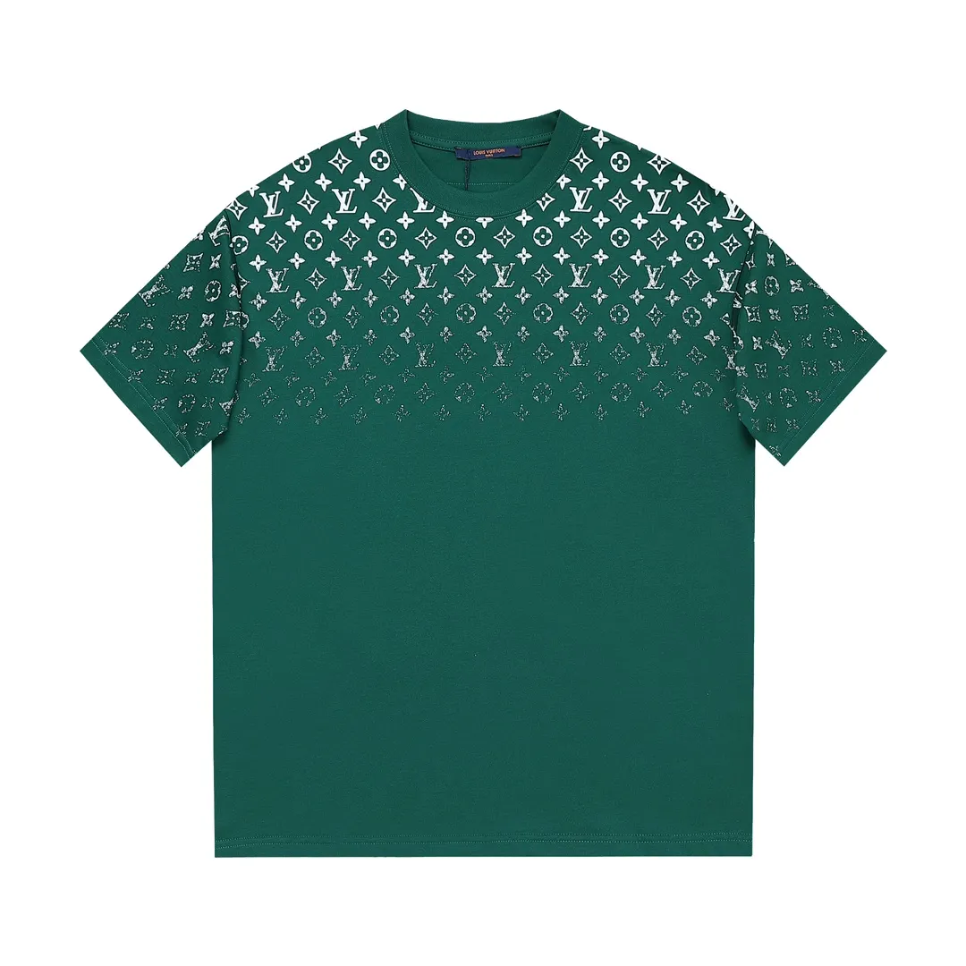 Front view of green gradient print t-shirt