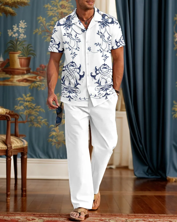 Suitmens Men's Classic Ornate Floral Pattern Walking Suit