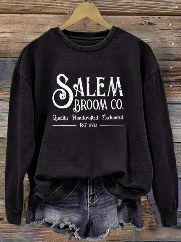 Vintage Salem Broom Co Print Crew Neck Sweatshirt