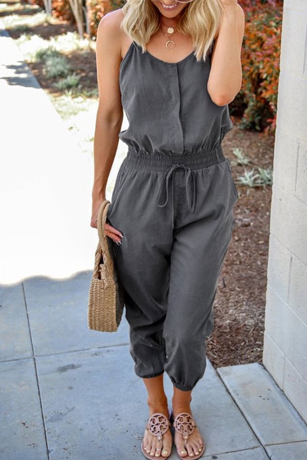 Gray Pockets Cami Jumpsuit - Life is Beautiful for You - SheChoic