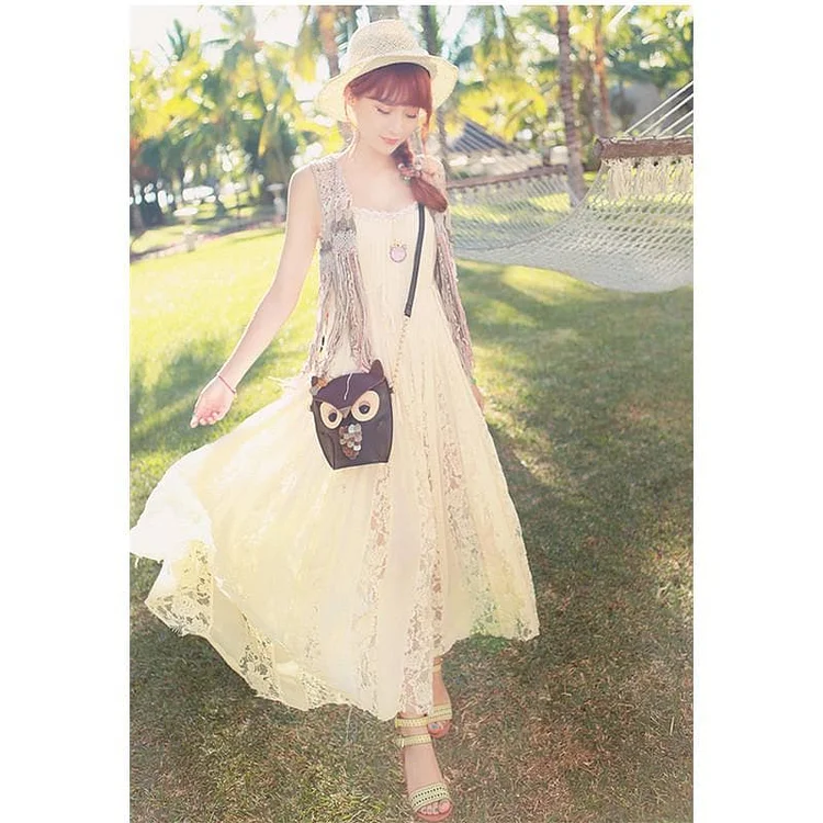 Good Quality Lace Joint Adjustable Strap Dress SP130242