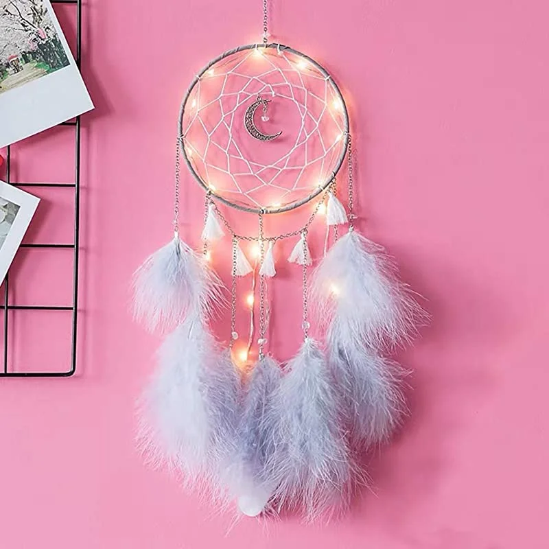 Nice Dream LED Dream Catcher, Dream Catchers for­ Bedroom, Handmade Wall Hanging Home Decor Ornaments Craft
