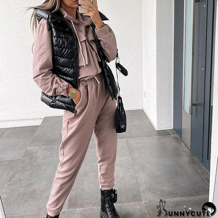 Women's Fashion Cargo Jacket Lace-Up Casual Sports Two Piece Set