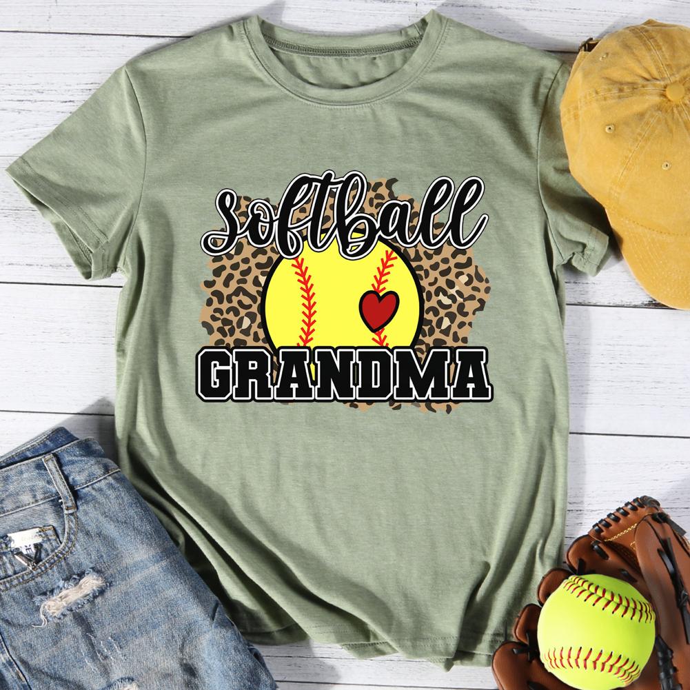 Softball Grandma Round Neck T-shirt-Guru-buzz