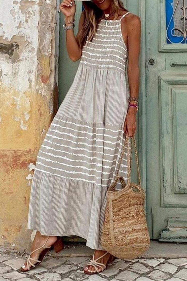 Casual Print Spaghetti Strap Cake Skirt Dresses - Life is Beautiful for You - SheChoic