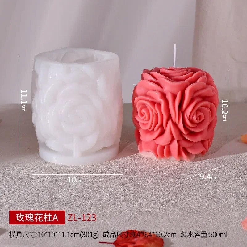 DIY 3D Rose ball candle silicone mold Valentine's Day bouquet flower candle silicone mold Rose bouquet resin gypsum mold