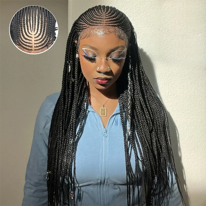 WeQueen Fulani Braided Neat Braids Lace Front Wigs