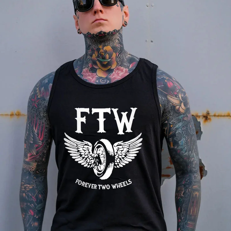 FTW Wheel with Wings Graphic Black Print Vest