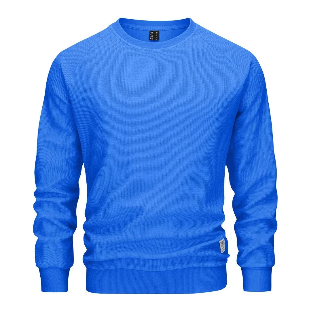 Men's Crewneck Sweatshirts Waffle Knit Shirts Long Sleeve