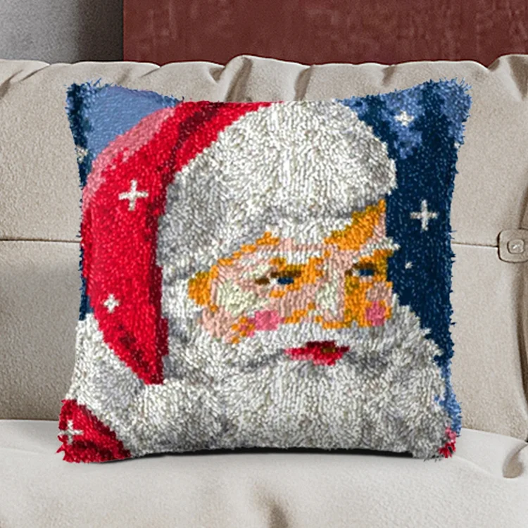 Christmas | Santa on Christmas Pillowcase Latch Hook Kits for Adult, Beginner and Kid veirousa
