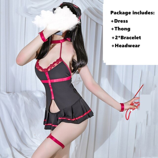 Anime Kawaii Nurse Cosplay Halter Hollow Lingerie Uniform BE323