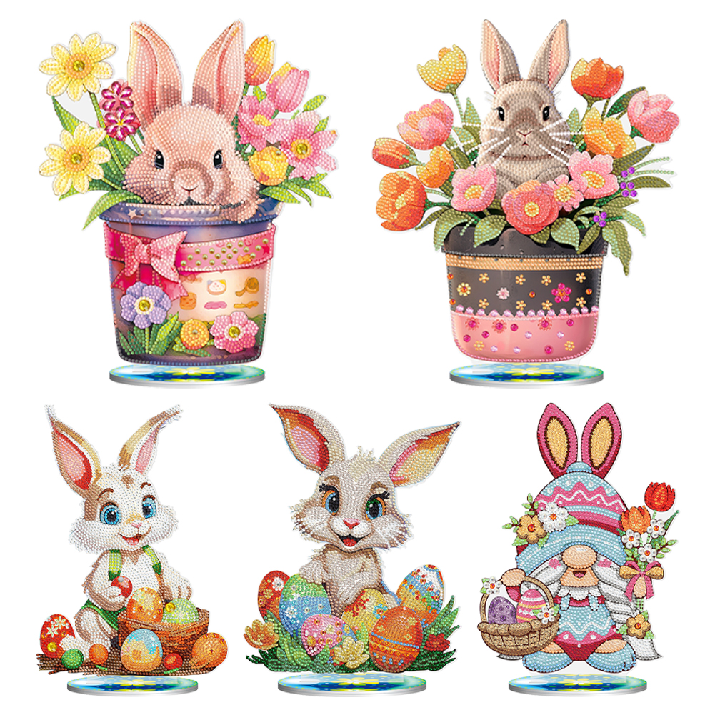 Easter Egg Bunny 5D DIY Diamond Painting Desktop Ornaments Kit for Office  Decor